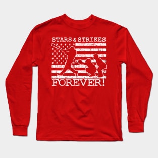 Baseball Pitcher Stars and Strikes American Flag Grunge Pitching Classic Long Sleeve T-Shirt